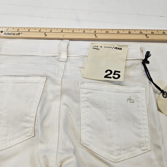 Rag & Bone NWT Jean Womens Cotton Blend Denim Skinny Jeans White Sz 25 Ret $225 - Picture 3 of 9